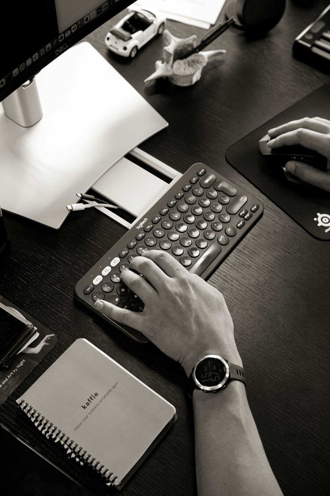 mystery writer at desk