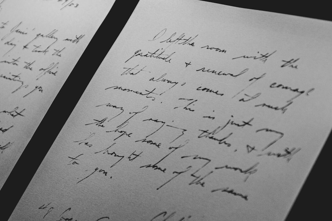 Handwritten manuscript pages with an ink pen