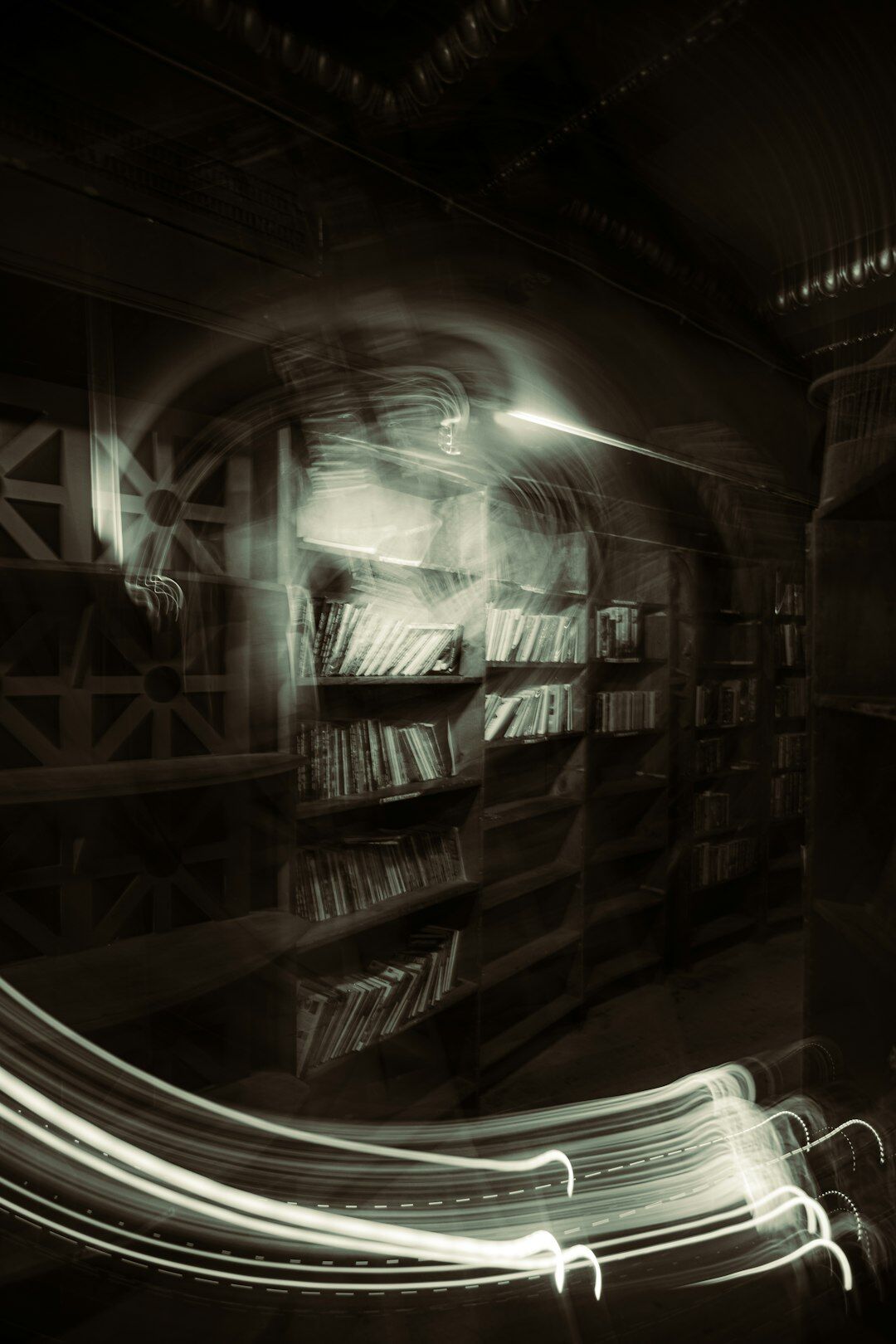 shadowy figure in library